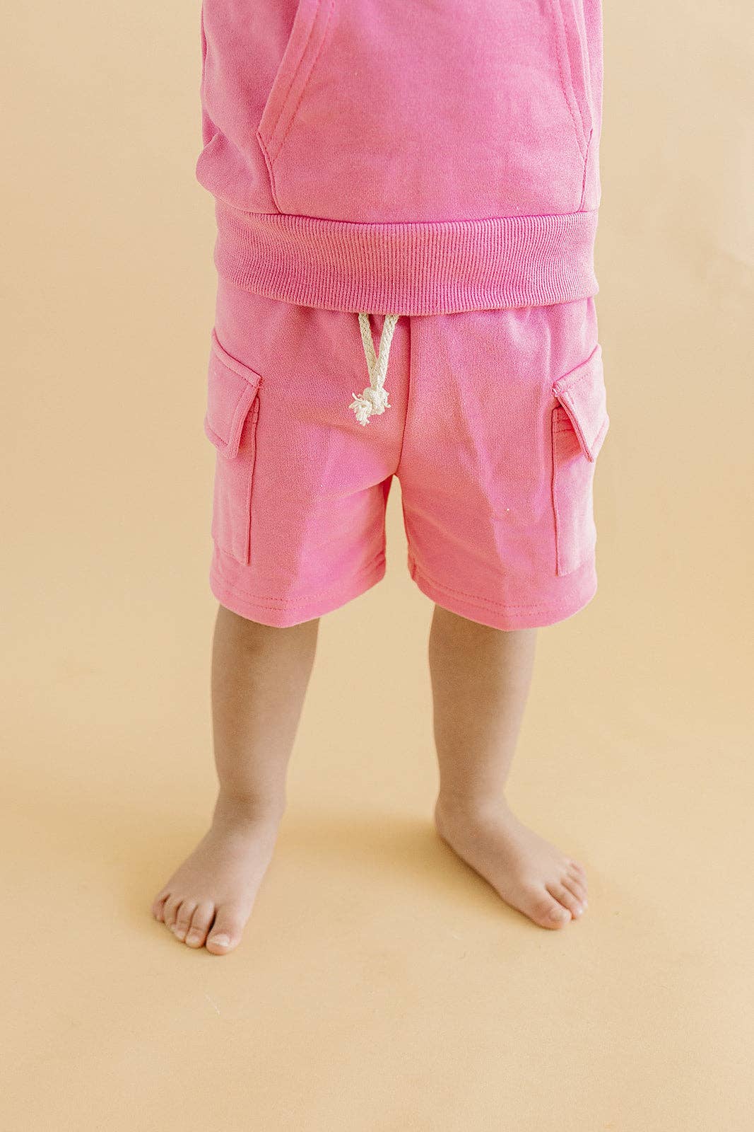 Terry Cargo Shorts Set | Pink