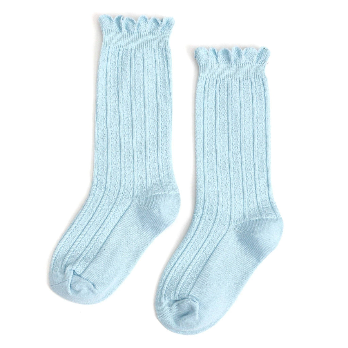 Sky Blue Frill Knee High Socks