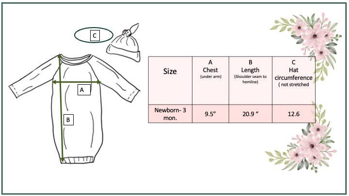 Infant Unisex Sea Turtle Baby Gown and Hat Set