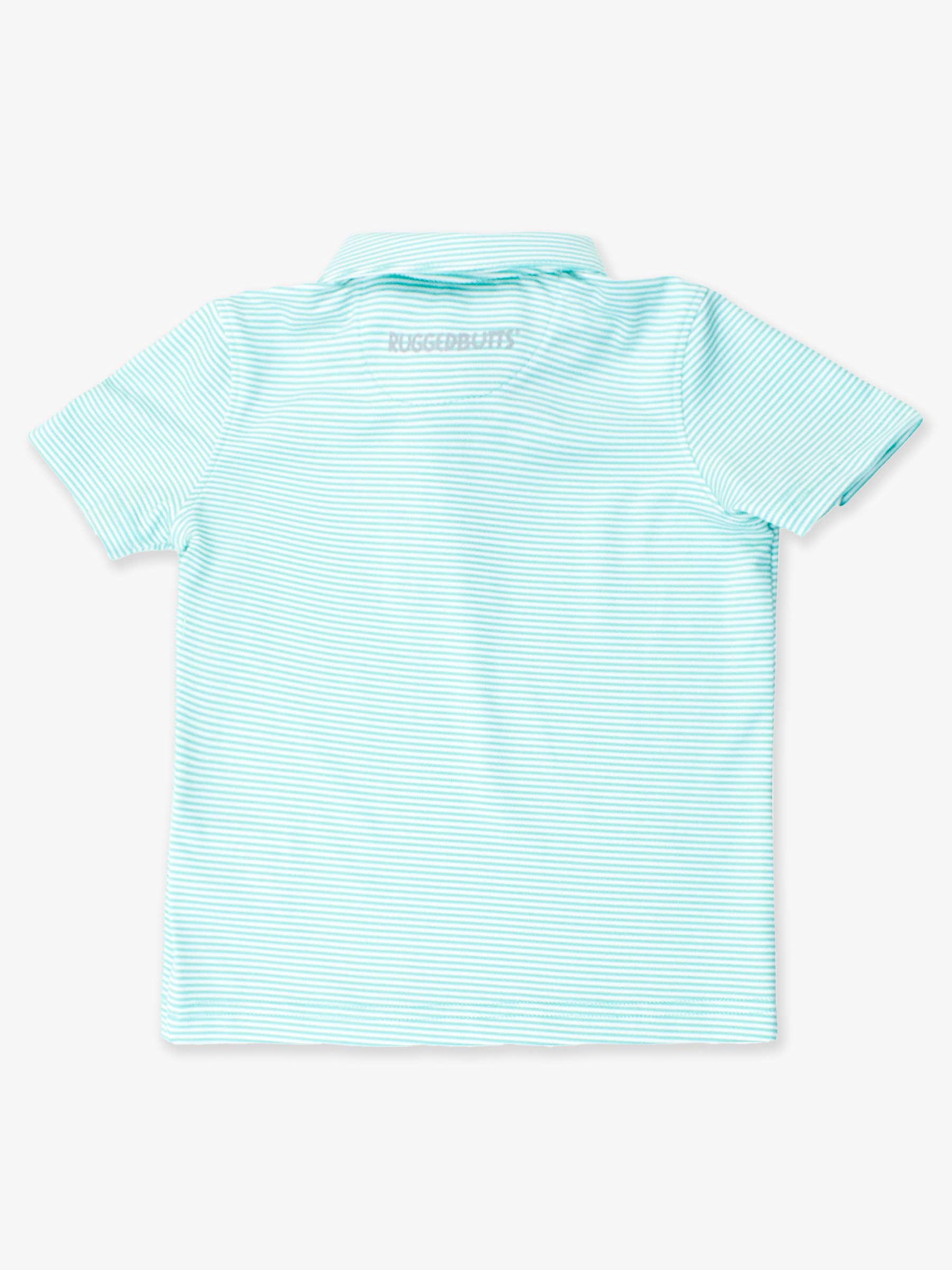 Boys Marine Green Micro Stripe Knit Short Sleeve Performance Polo