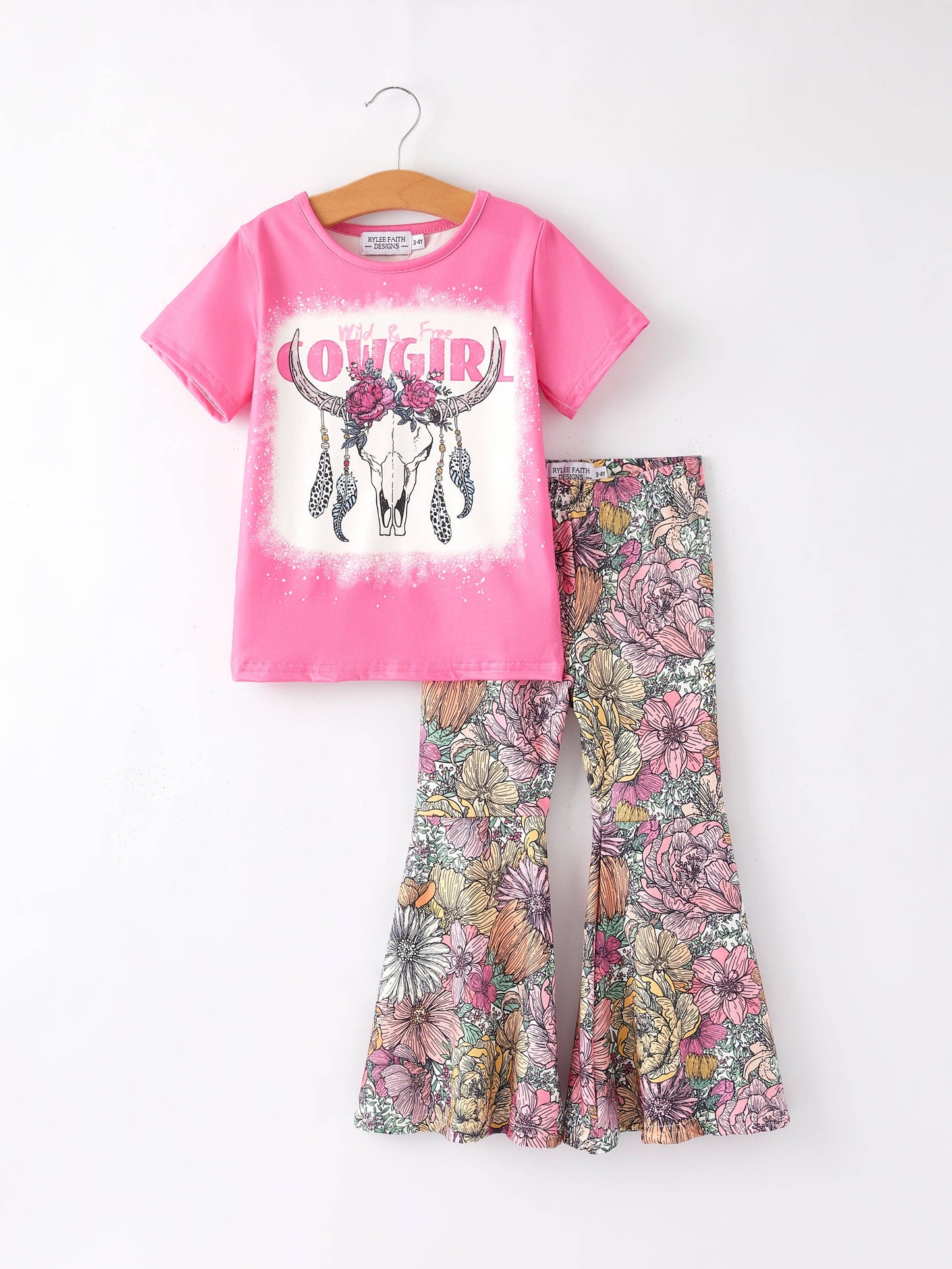 Girls Western Cow Leopard 2 Piece Set