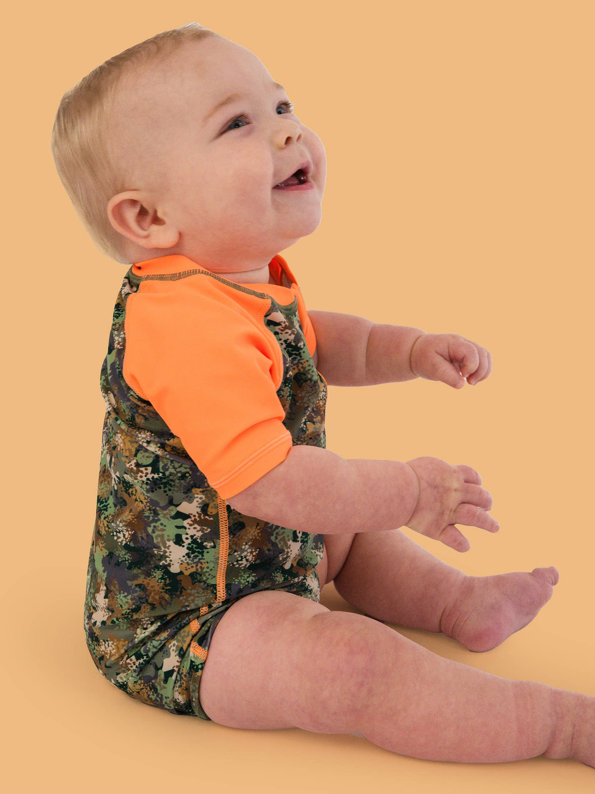 Baby Boys Classic Camo Short Sleeve One Piece Rash Guard Swimsuit