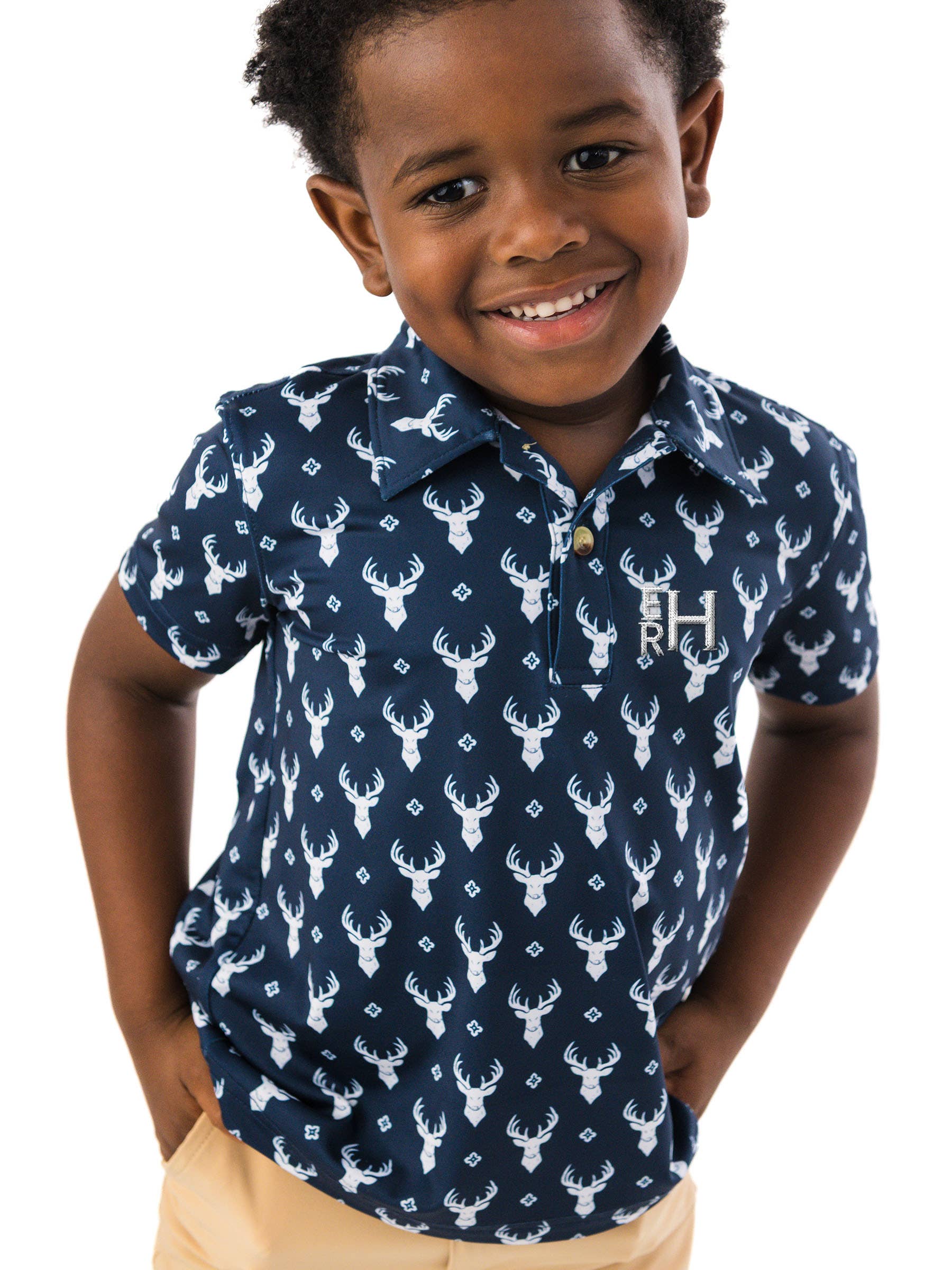 Boys Little Deer Lodge Knit Short Sleeve Performance Polo