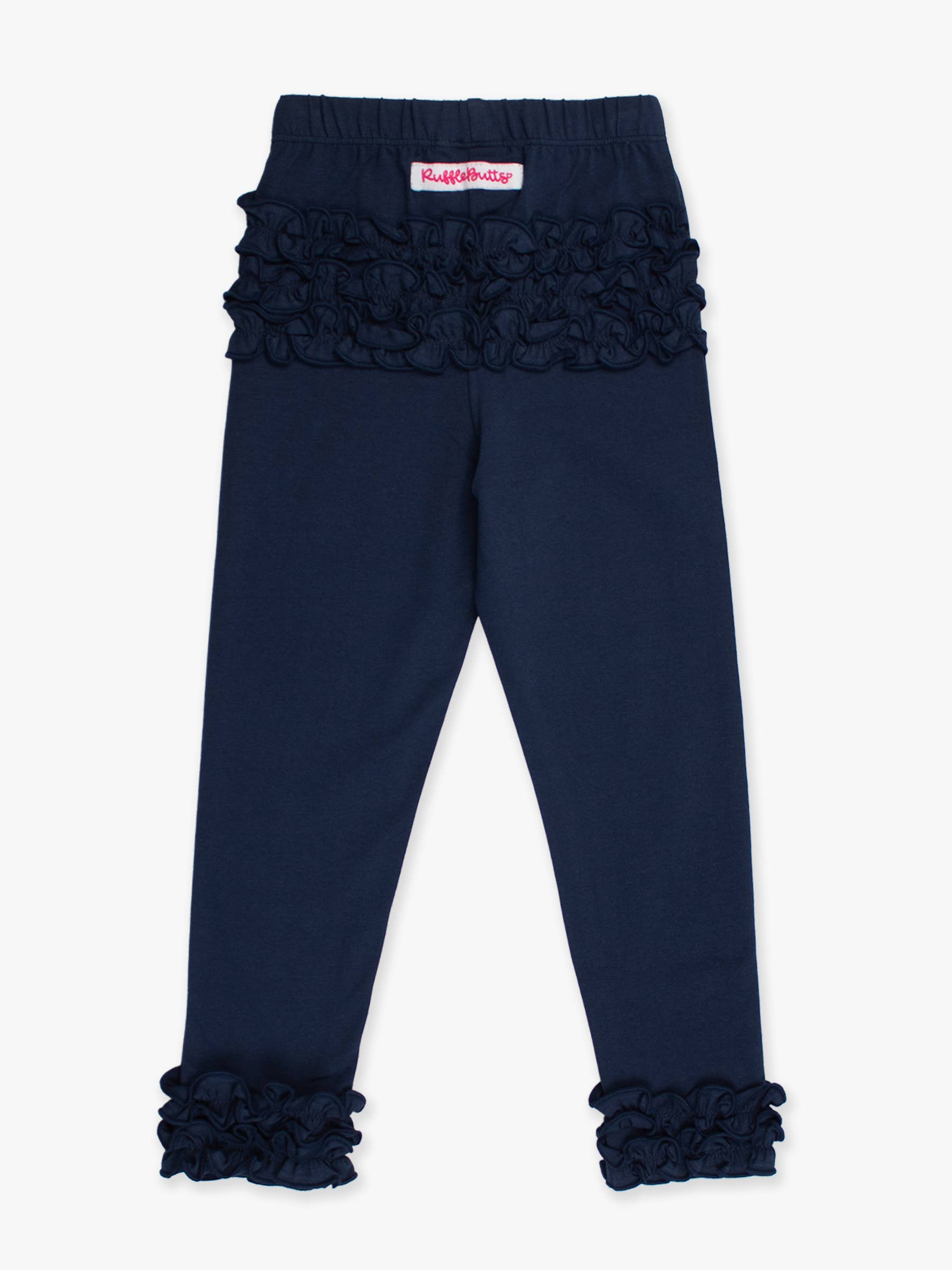 Toddler Girls Dark Navy Classic Ruffle Leggings with Signature Rear Ruffles