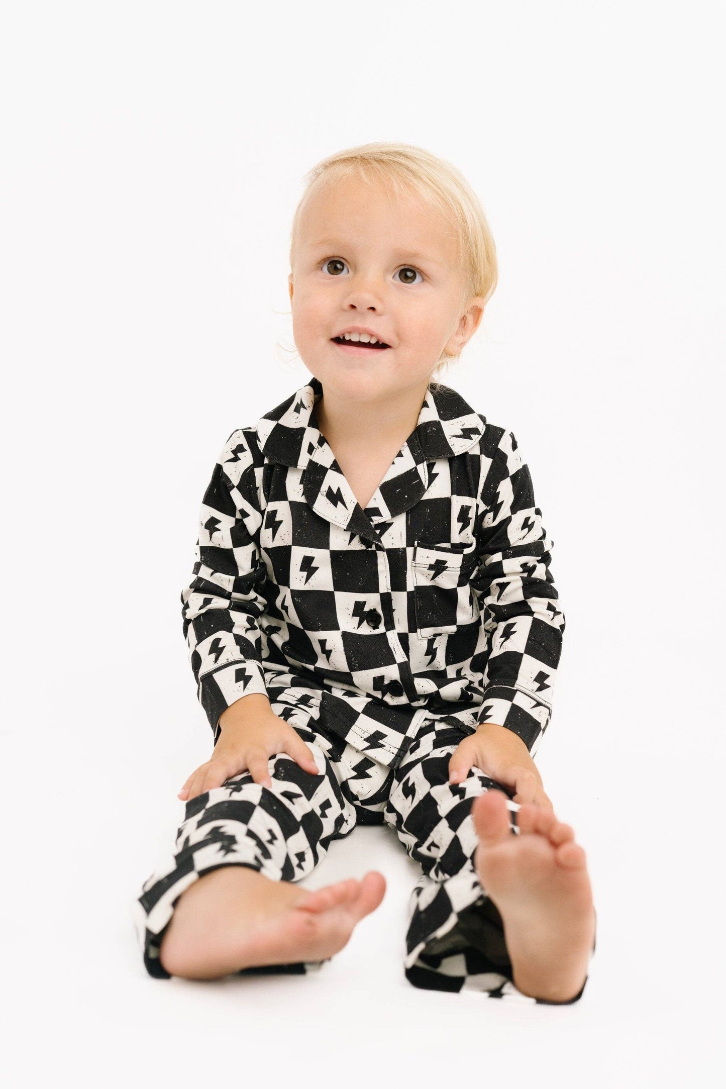 Electric Checkered Bamboo Button Up Set