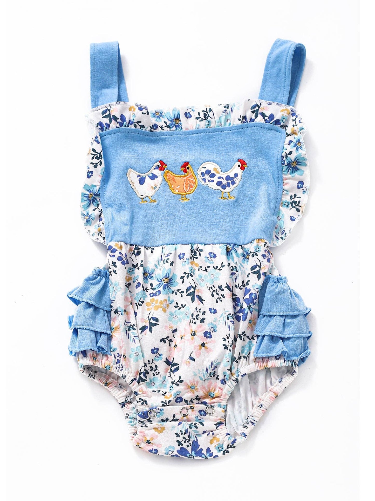 Baby Chicken Appliqué Flower Printed Bubble