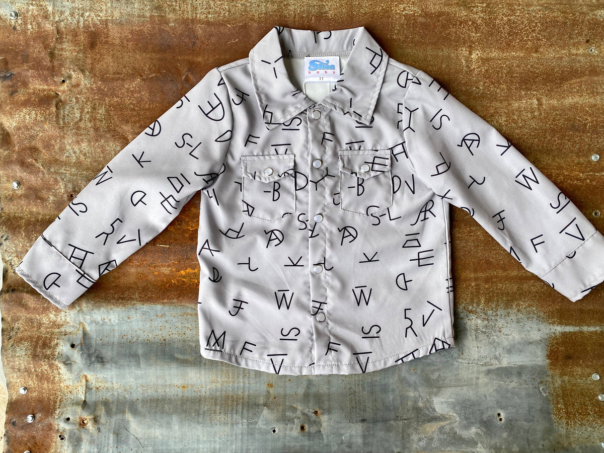 Boys Print Pearl Snap Onesie - SNAP06