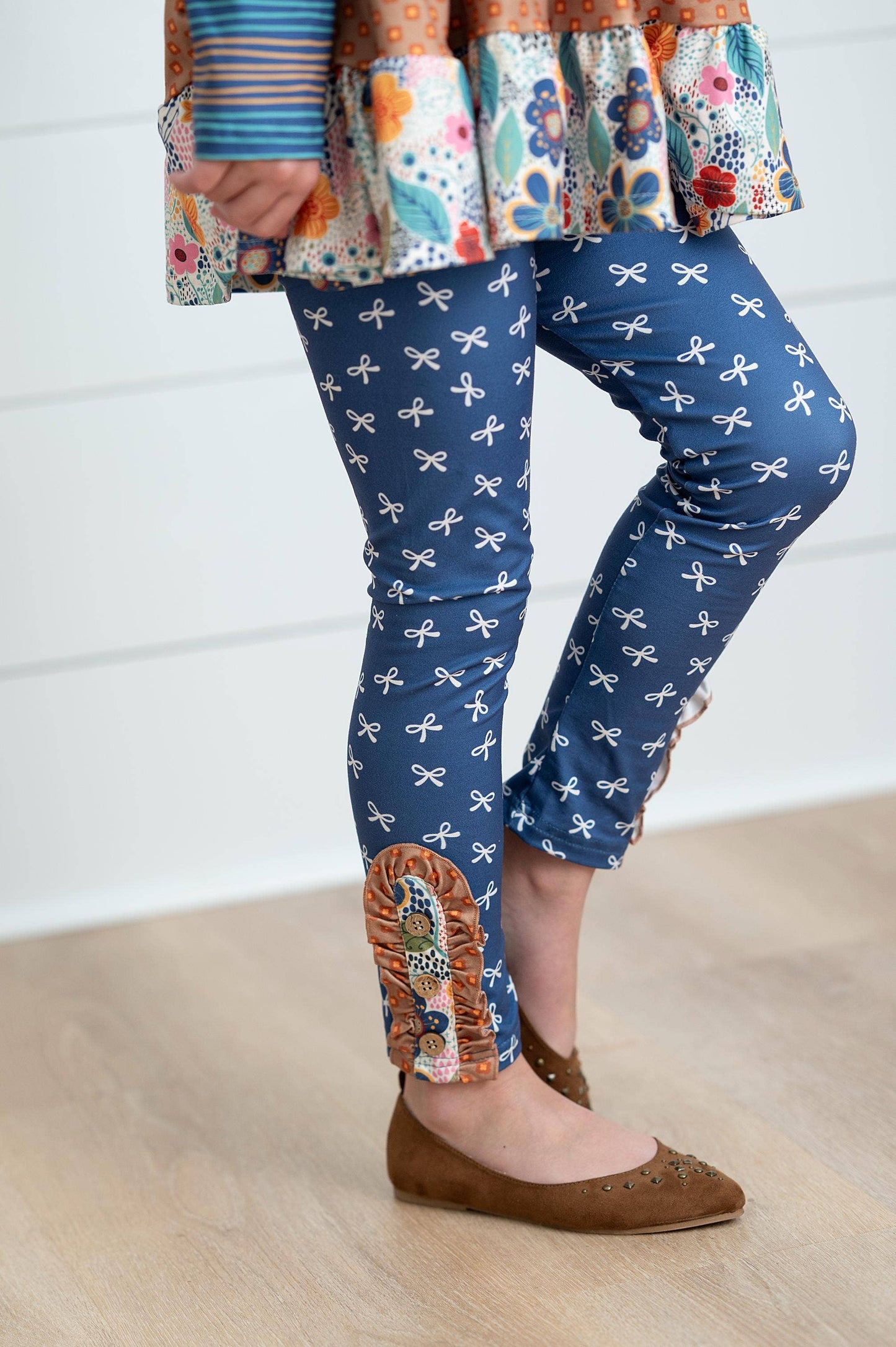 Girls Fall Blue Midnight Honey Ruffles 3 Tiered Pant Set