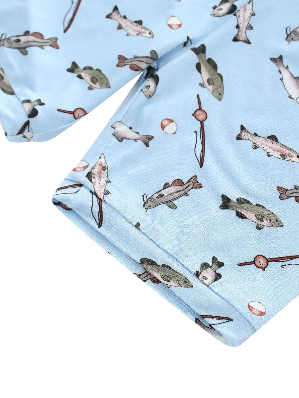 PoshTOT Blue Fish Print 2 Piece Short Sleeves PJ Set