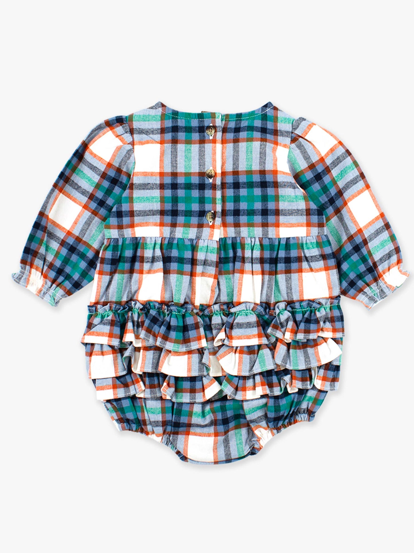 Baby Girls Peyton Plaid Woven Long Sleeve Bubble Romper