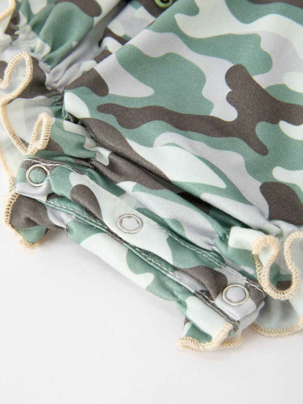 Fall Camo Bow Girls Ruffle Bubble Romper