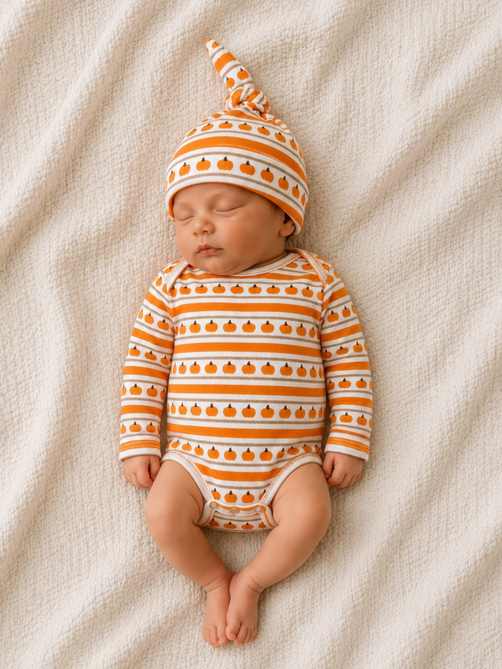 Pumpkin Stripe / Organic Long Sleeve Bodysuit