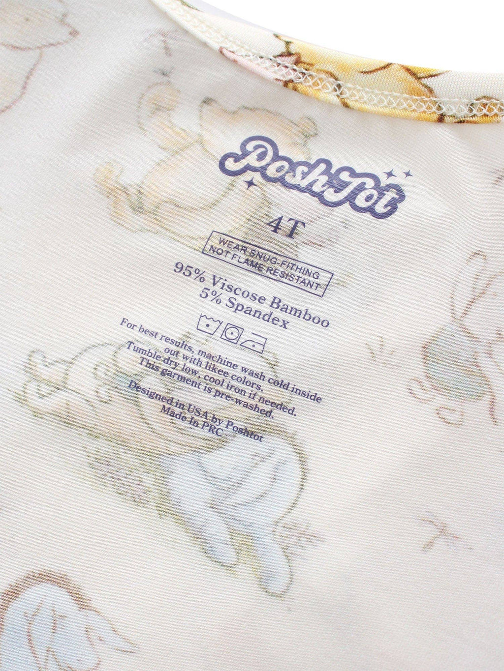 PoshTOT Little Yellow Bear Print 2 Piece Short Sleeves PJ Set