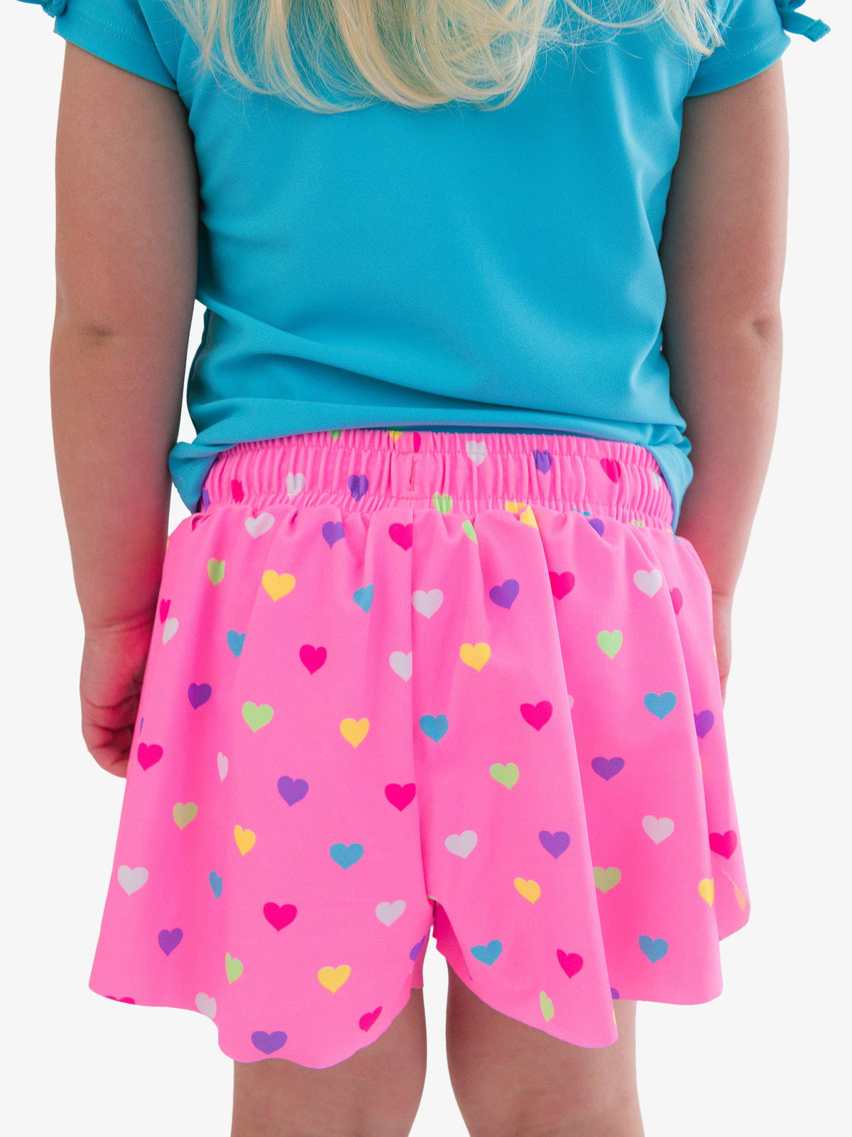 Girls Neon Pink Colorful Hearts Active Butterfly Shorts