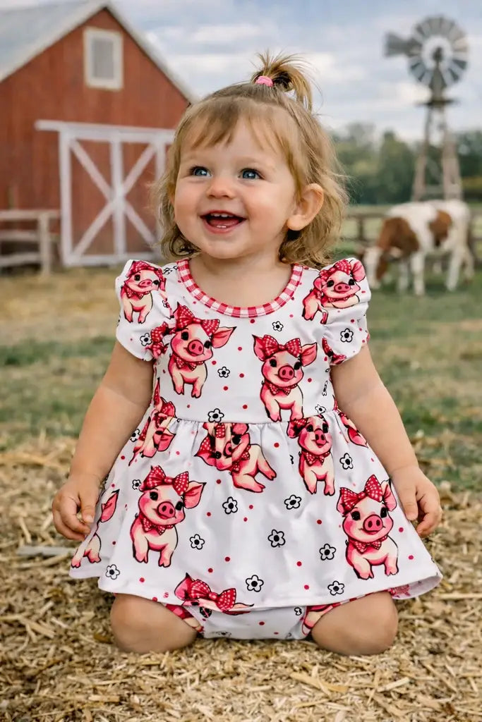 Piglets in Bloom Bamboo Infant Romper