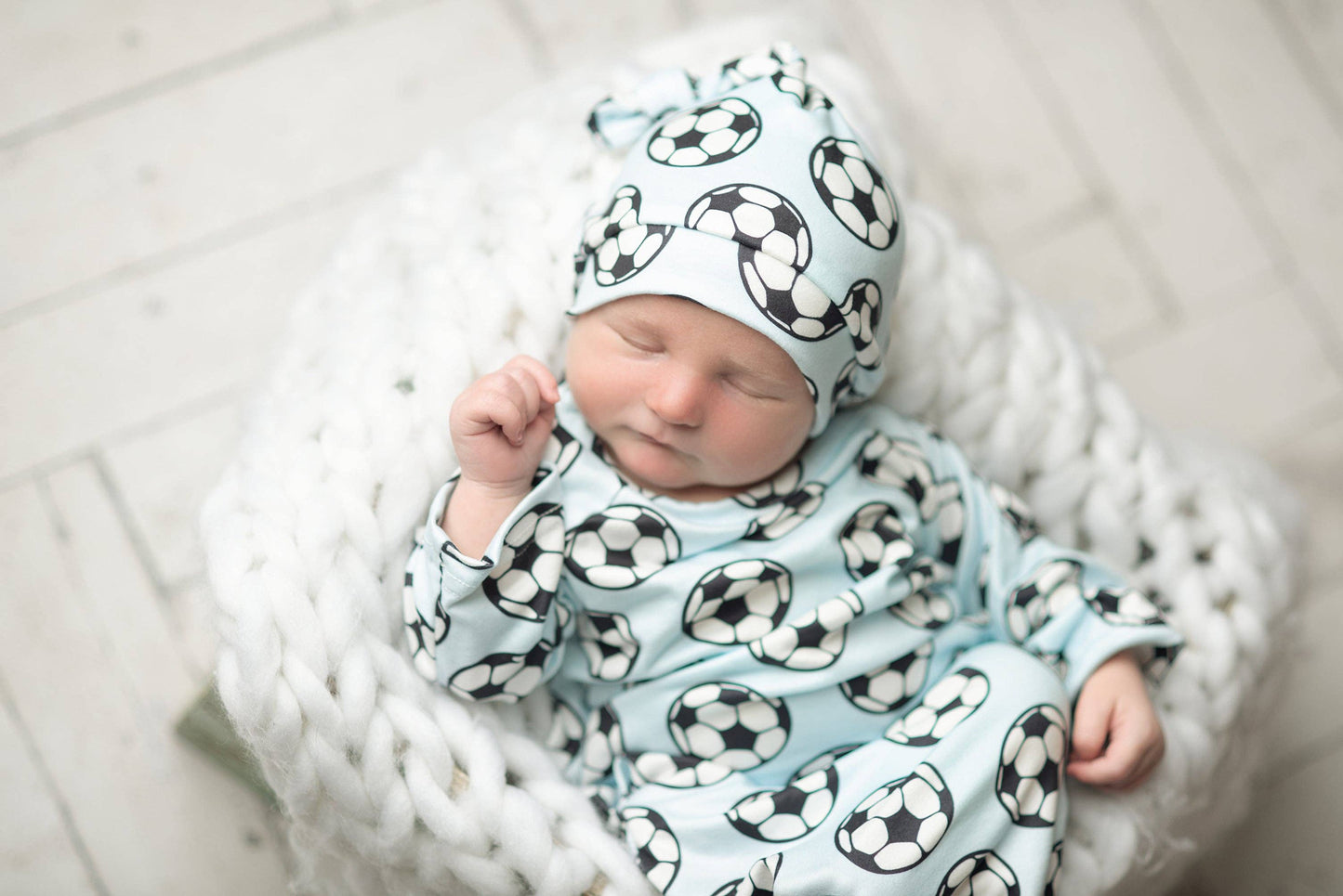 Soccer Baby Gown and Hat Set
