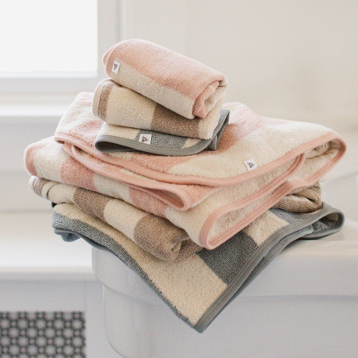 Rugby Stripe Woven Terry Towel & Washcloth Set