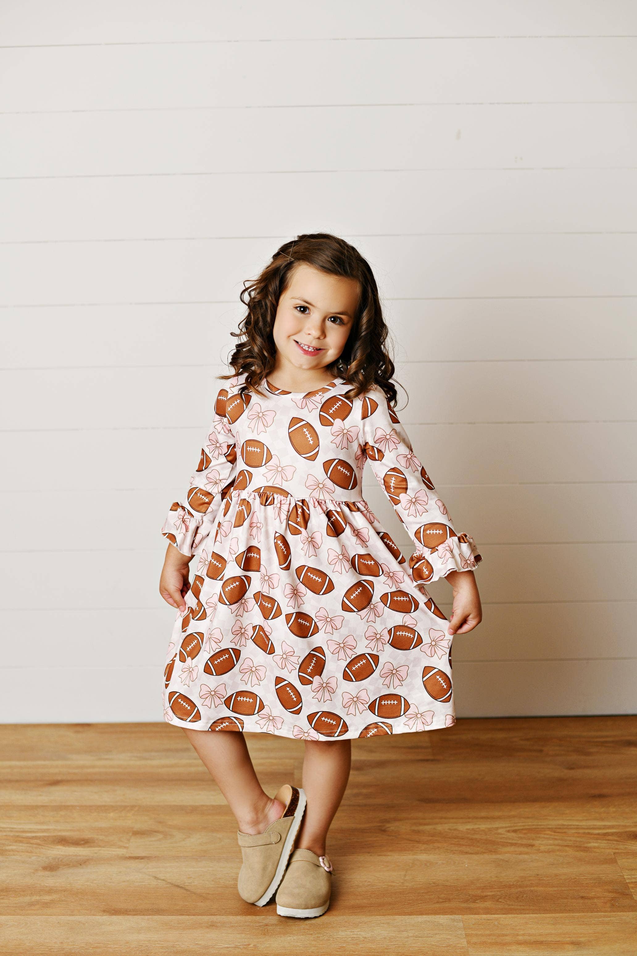 Girls Fall Emma Sideline Football Beige Sweetie Dress