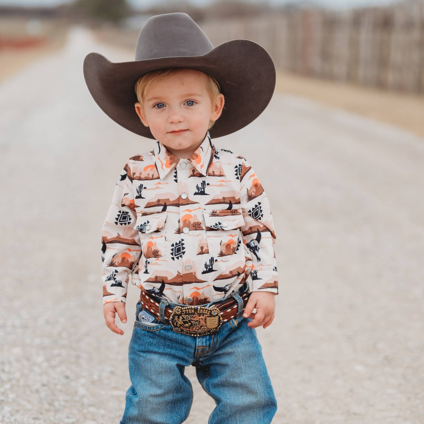 Boys Print Pearl Snap Onesie - SNAP09