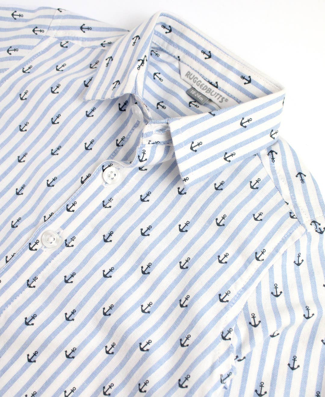 Boys Anchors Ahoy Stripe Long Sleeve Button Down Shirt