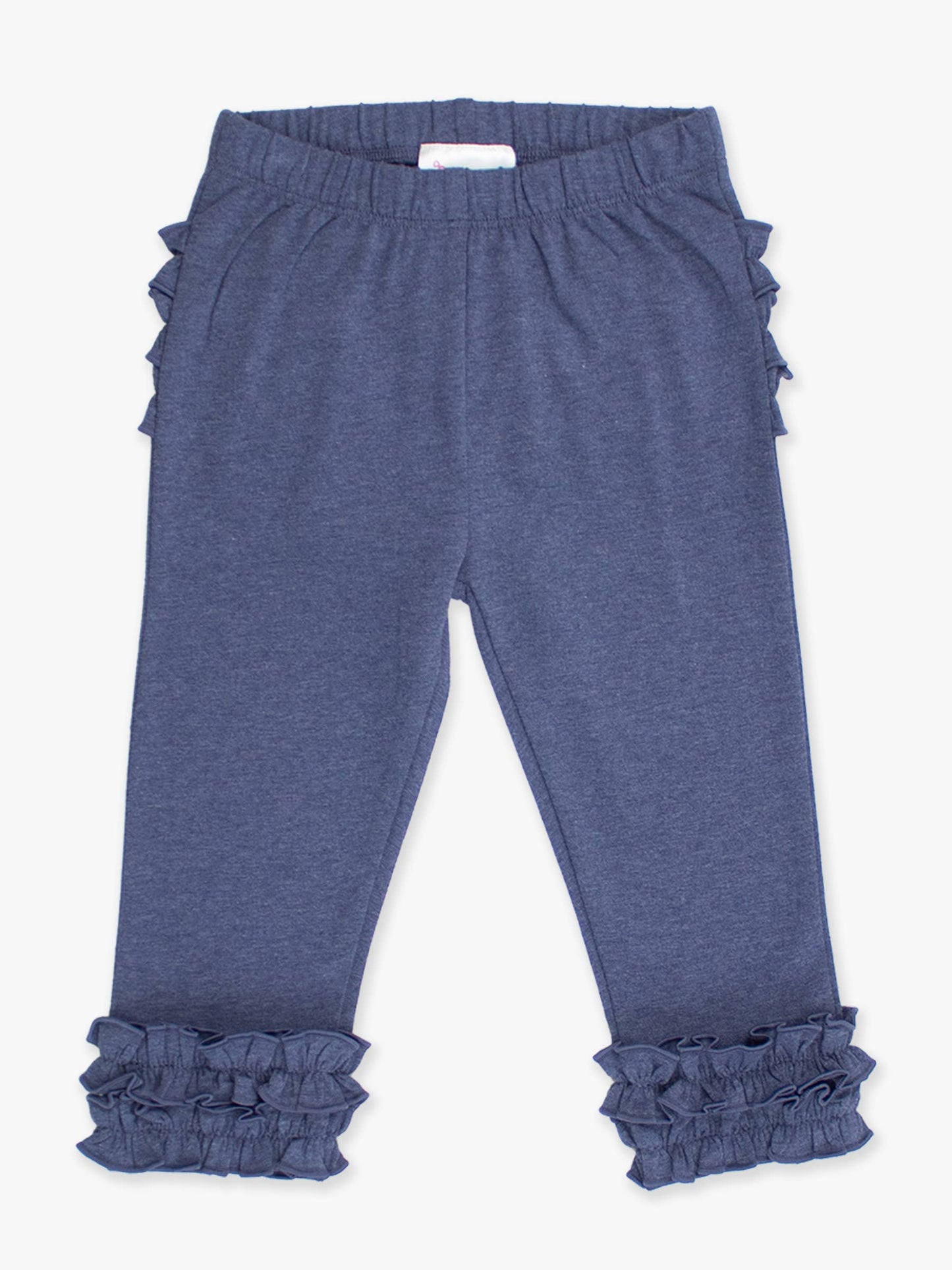 Toddler Girls Faux Denim Classic Ruffle Leggings with Signature Rear Ruffles