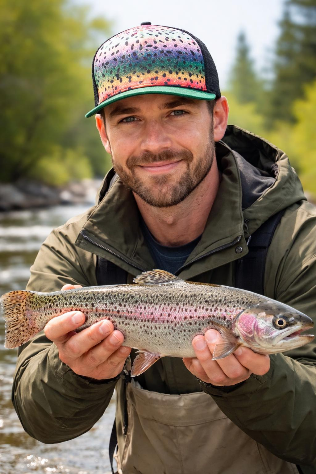 Rainbow Trout Skin Pattern Snapback Hat