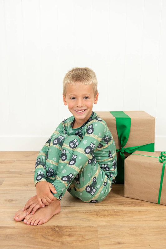 Green Tractor Christmas Toddler/Youth Pajama Set