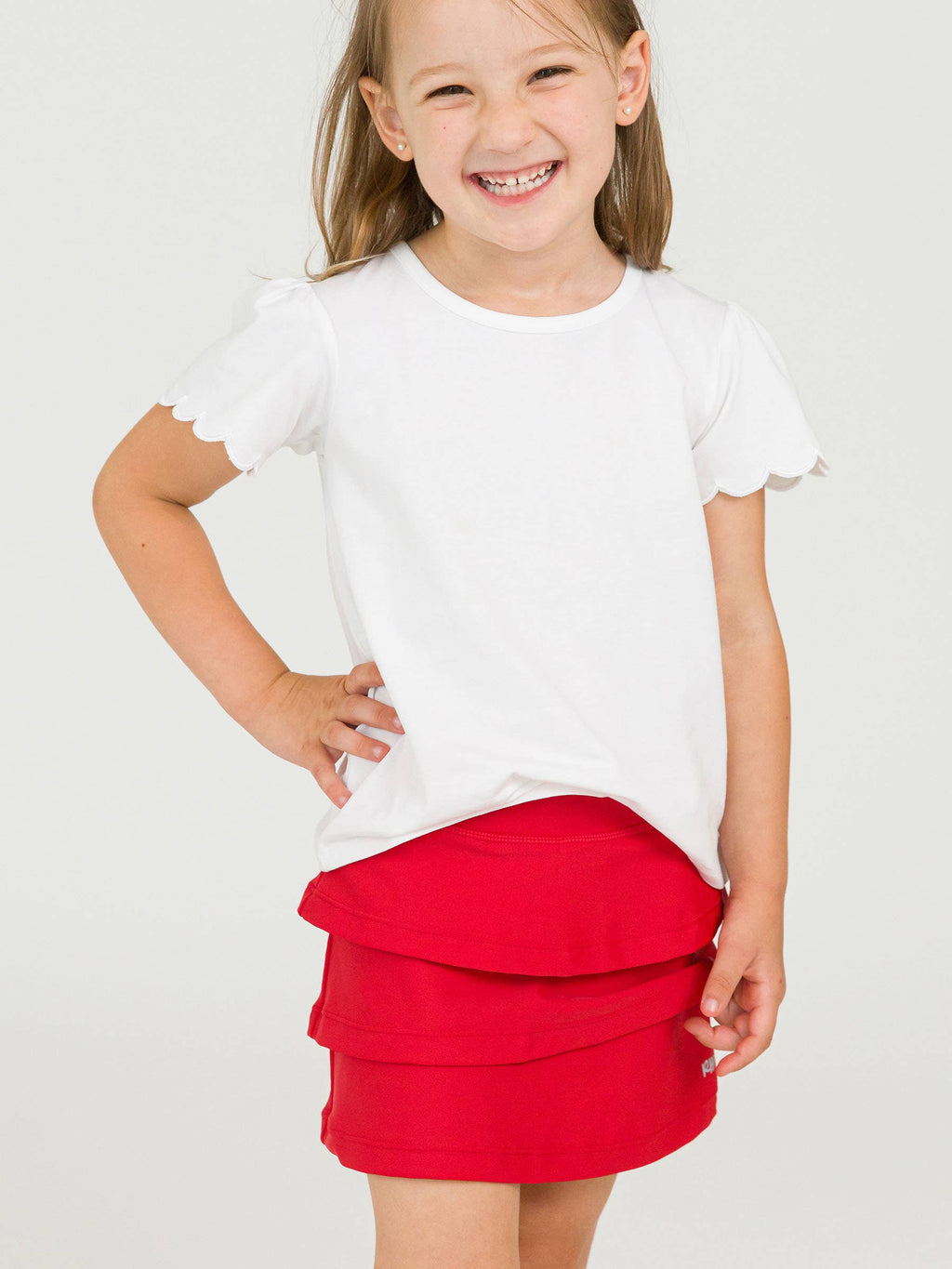 Girls Red Tiered Active Skort