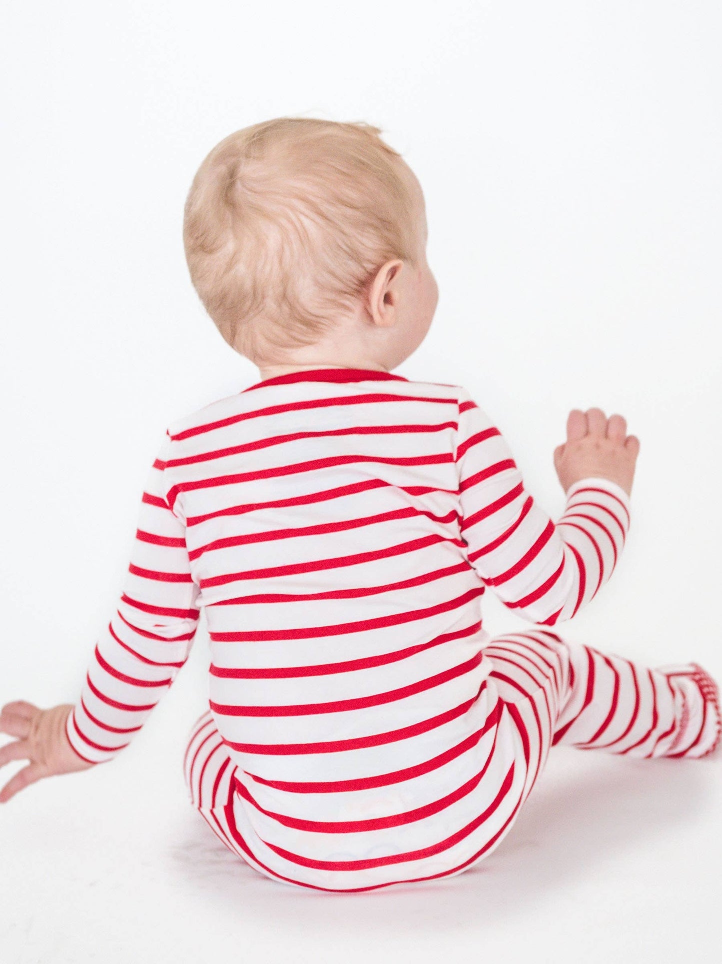 SoftSnooze™ Baby Boys Cotton Modal Red & White Stripe Footed One Piece Pajama