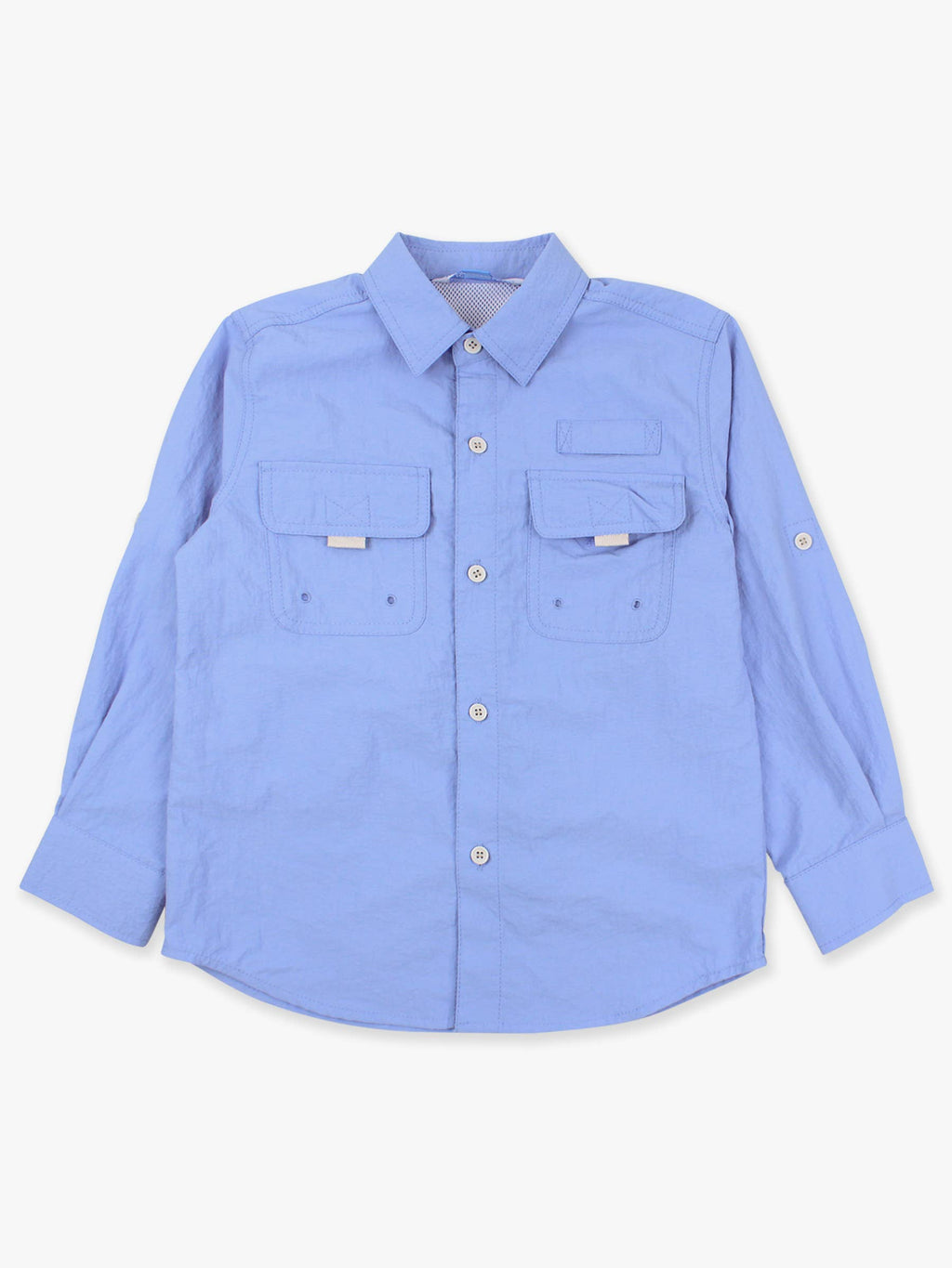 Kids Periwinkle Blue Sun Protective Button Down Fishing Shirt