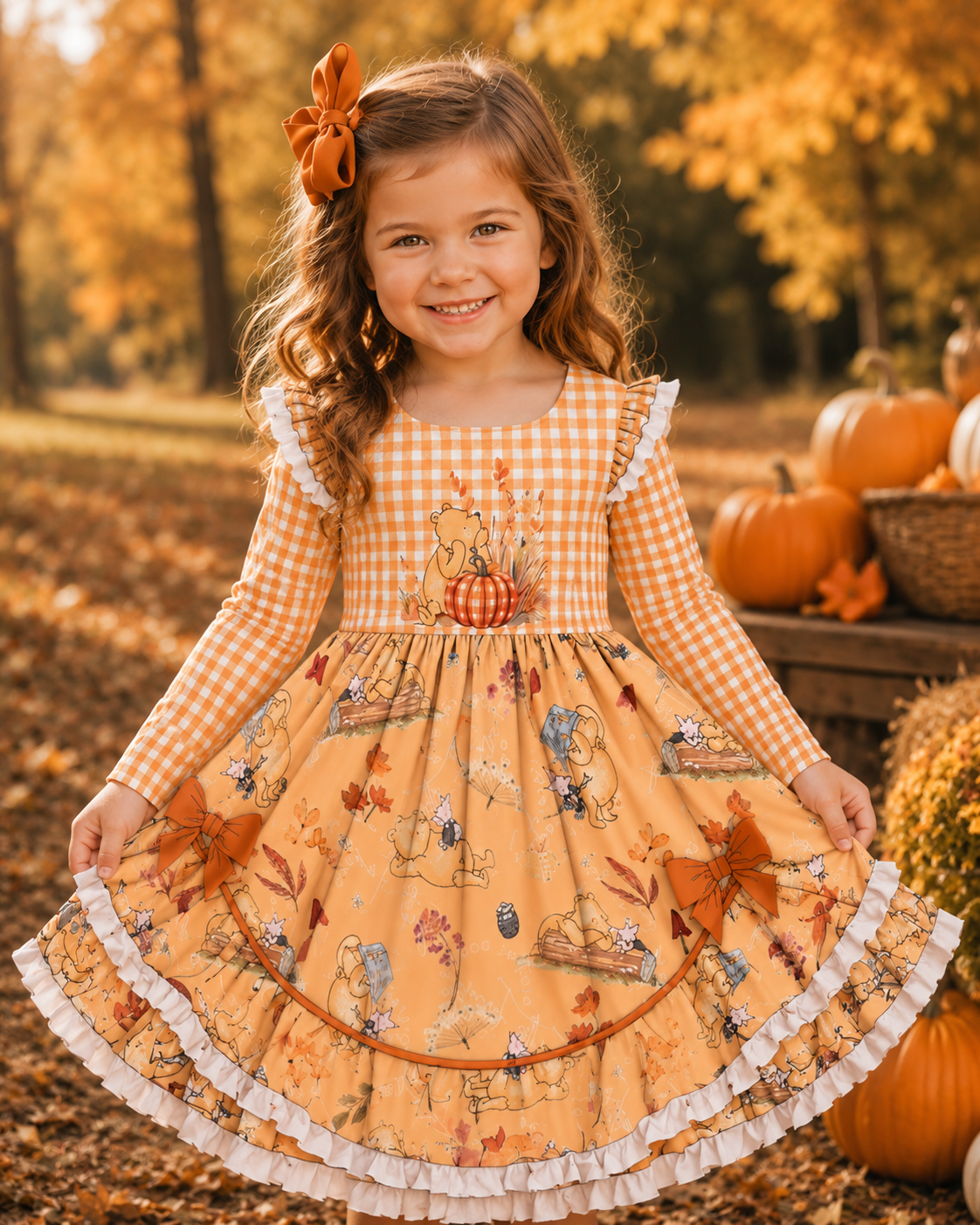 Pumpkin Patch Pooh Twirl Dress