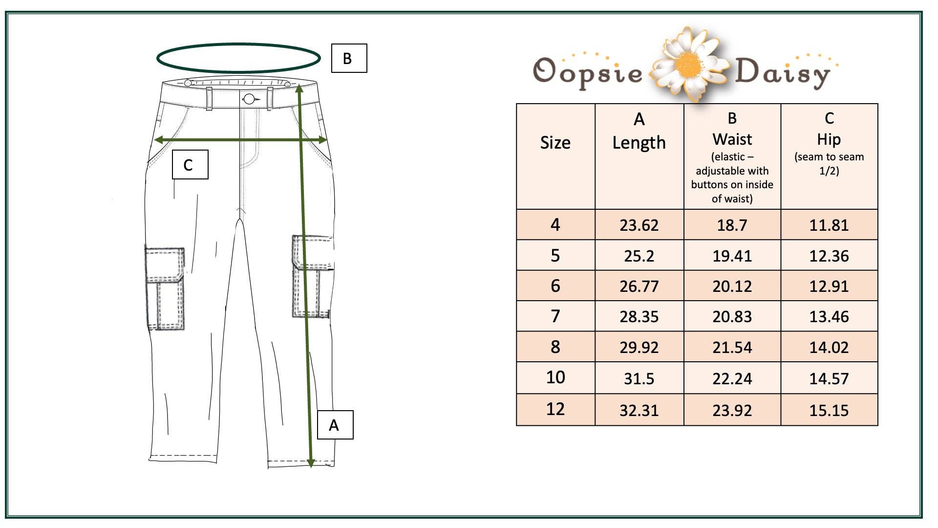 Kids Olive Green Denim Cargo Pants With Pockets