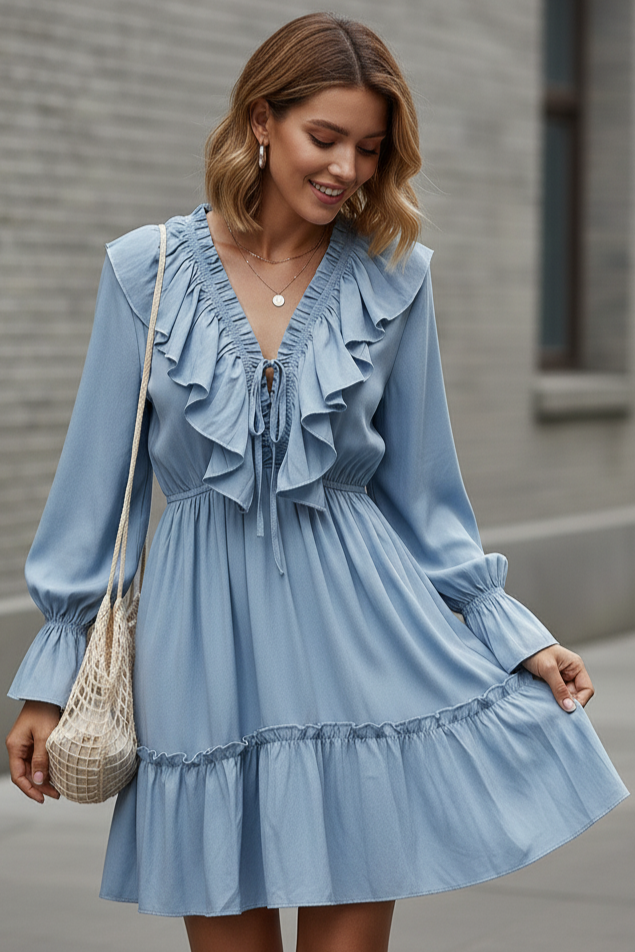 Long sleeve ruffle dress