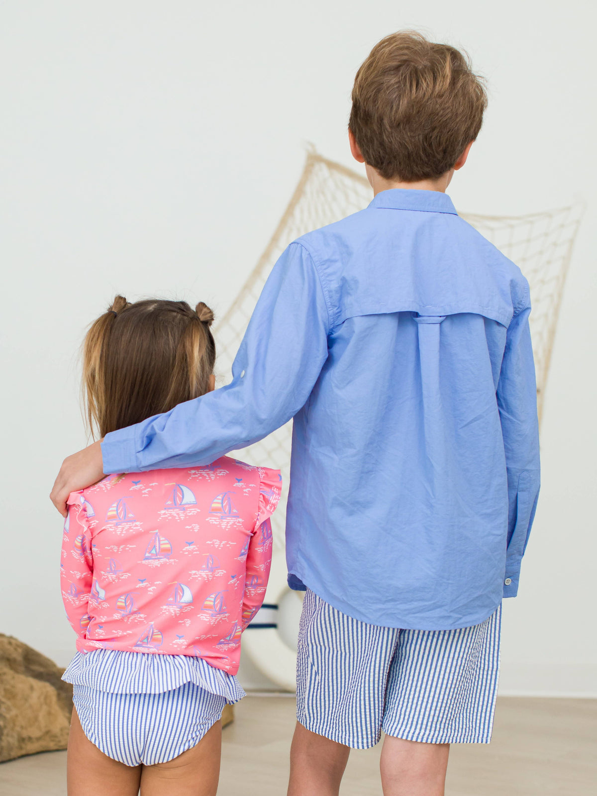 Kids Periwinkle Blue Sun Protective Button Down Fishing Shirt