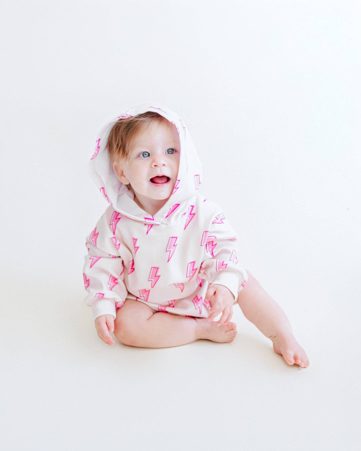 Hooded Bubble Romper | Pink Bolts