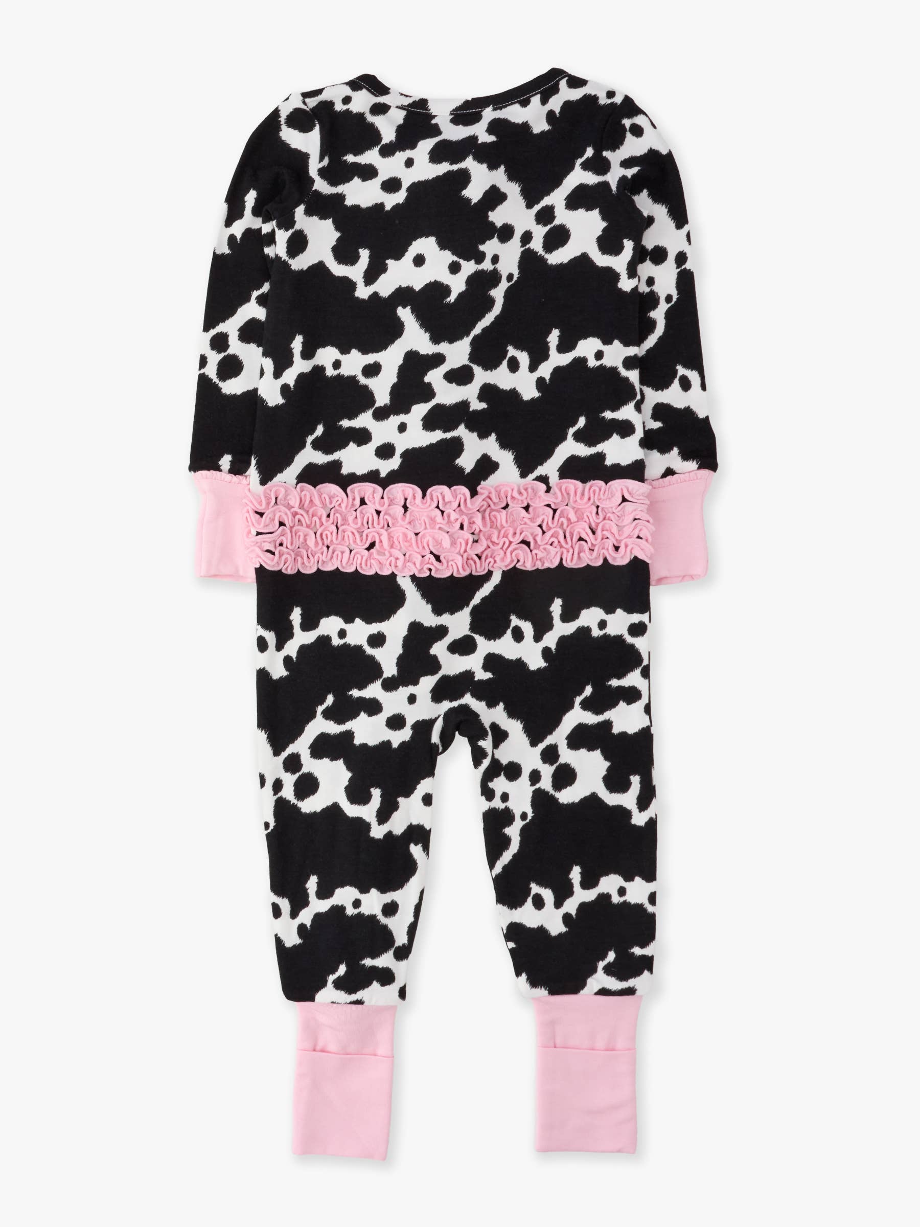 SoftSnooze™ Baby Girls Bamboo Viscose Moo Crew Convertible Ruffle One Piece Footie Pajama
