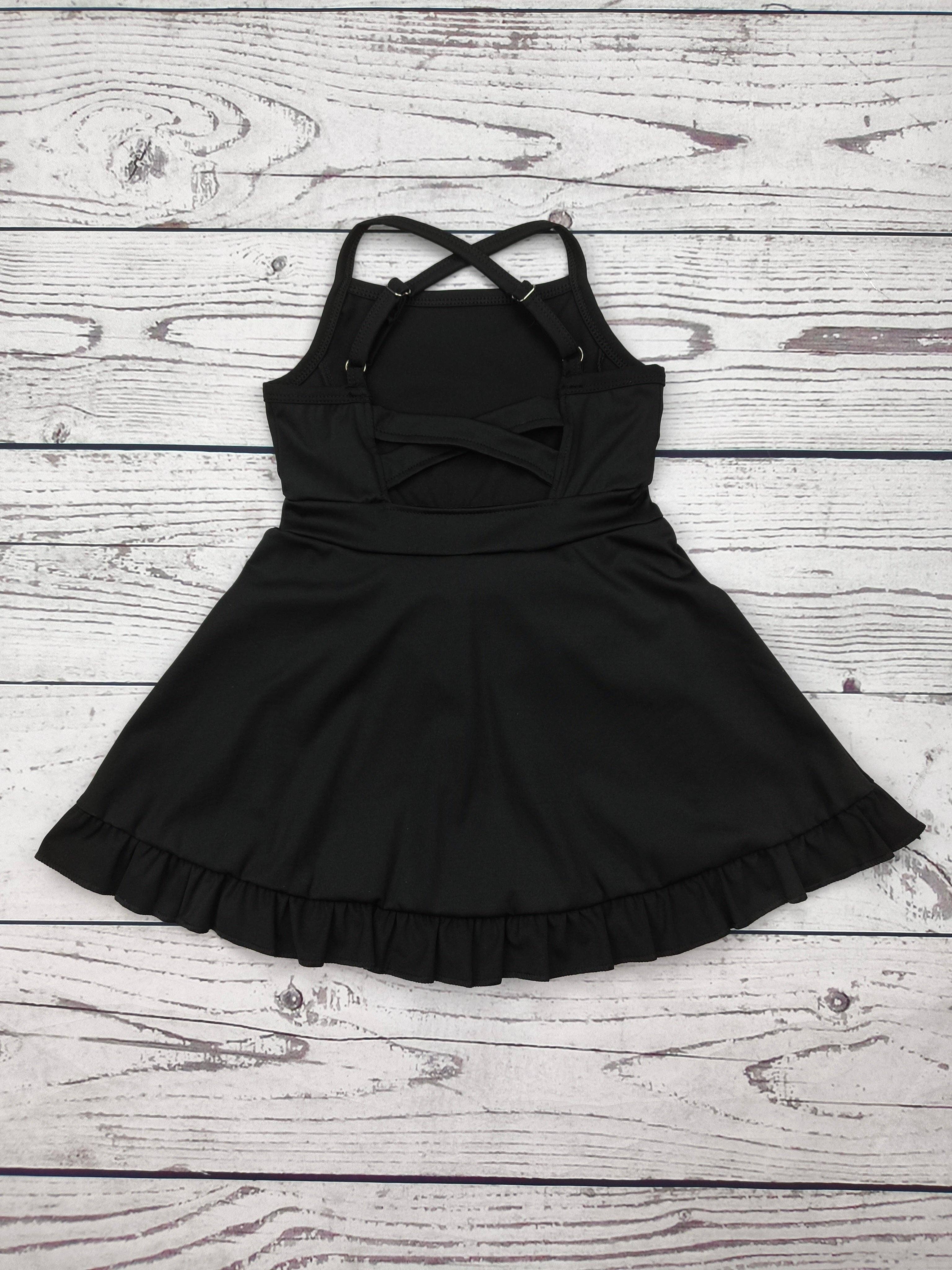 Black Girls Athletic Dress with Ruffle