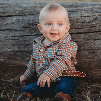 PLAID LONG SLEEVE PEARL SNAP - Red/Blue