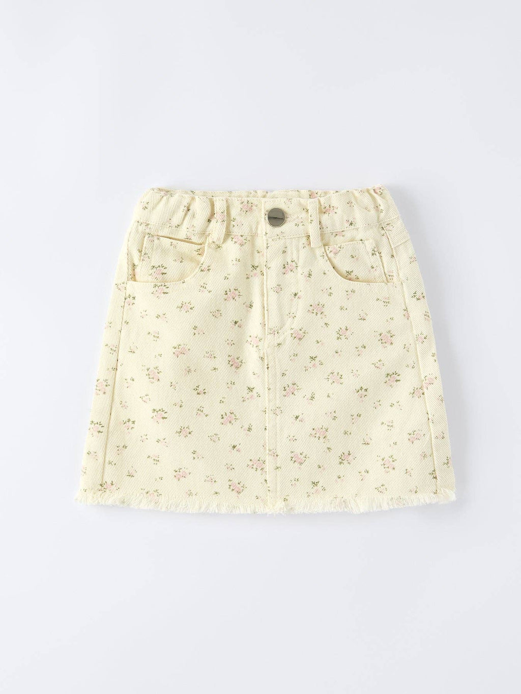 Flower Letter Girl Short Sleeve Top Denim Skirt Set