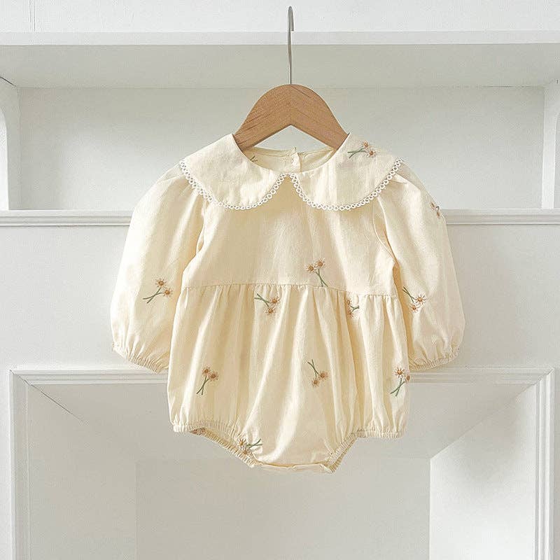 Girls Floral  Romper with Long Sleeves