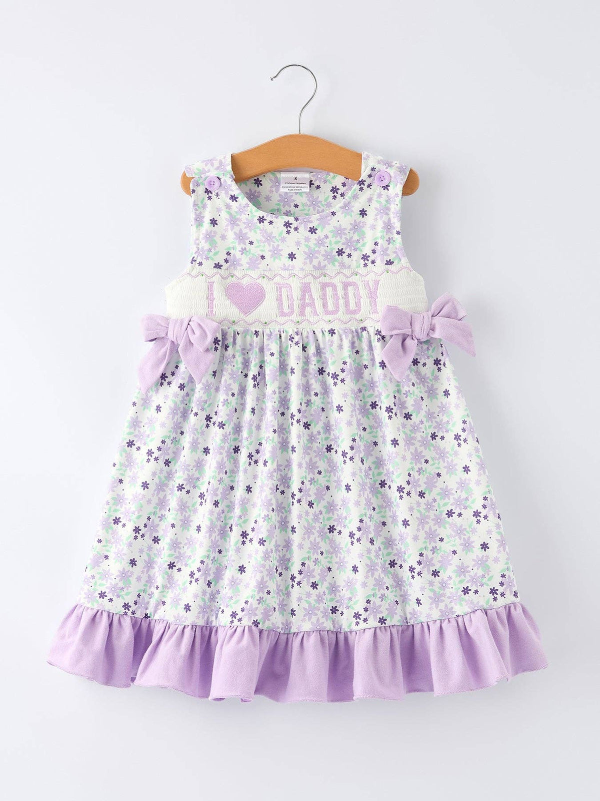“I ❤ DADDY” Smocked Bow Ruffle Dress