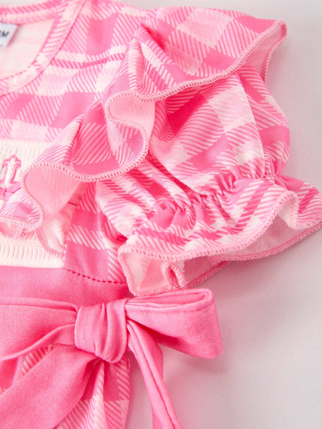 Pink Plaid Smocked Church Christ Bishop Christening Romper