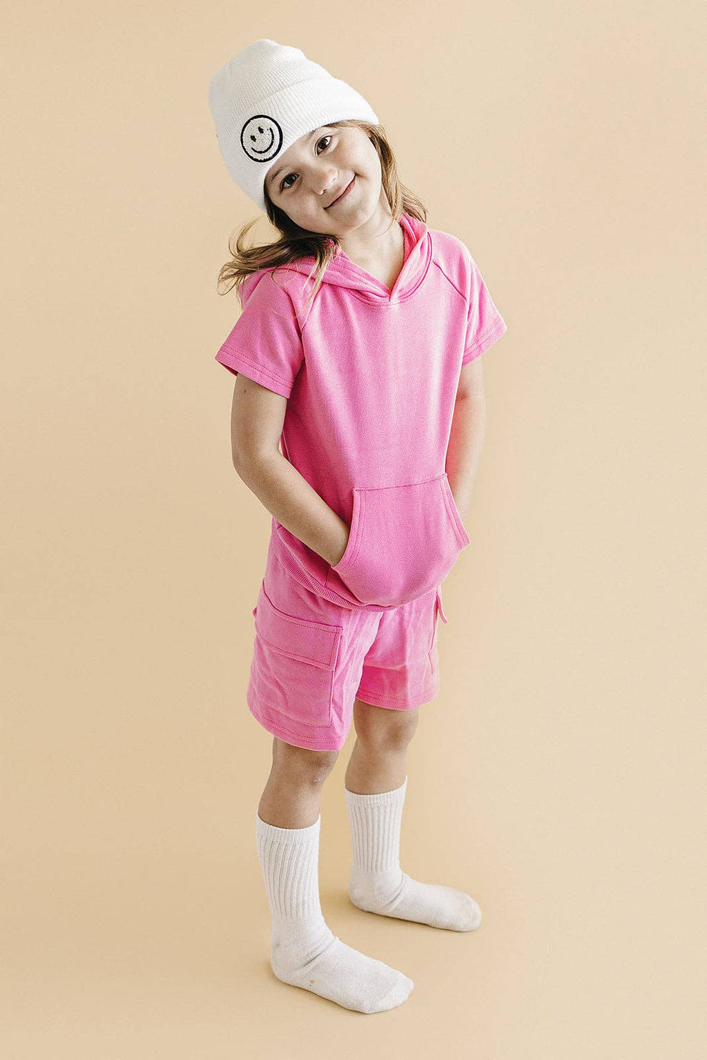 Terry Cargo Shorts Set | Pink