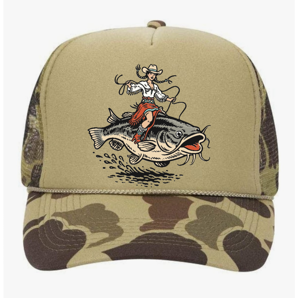 Tan Camo Rodeo Trucker Hat Fishing Hunting