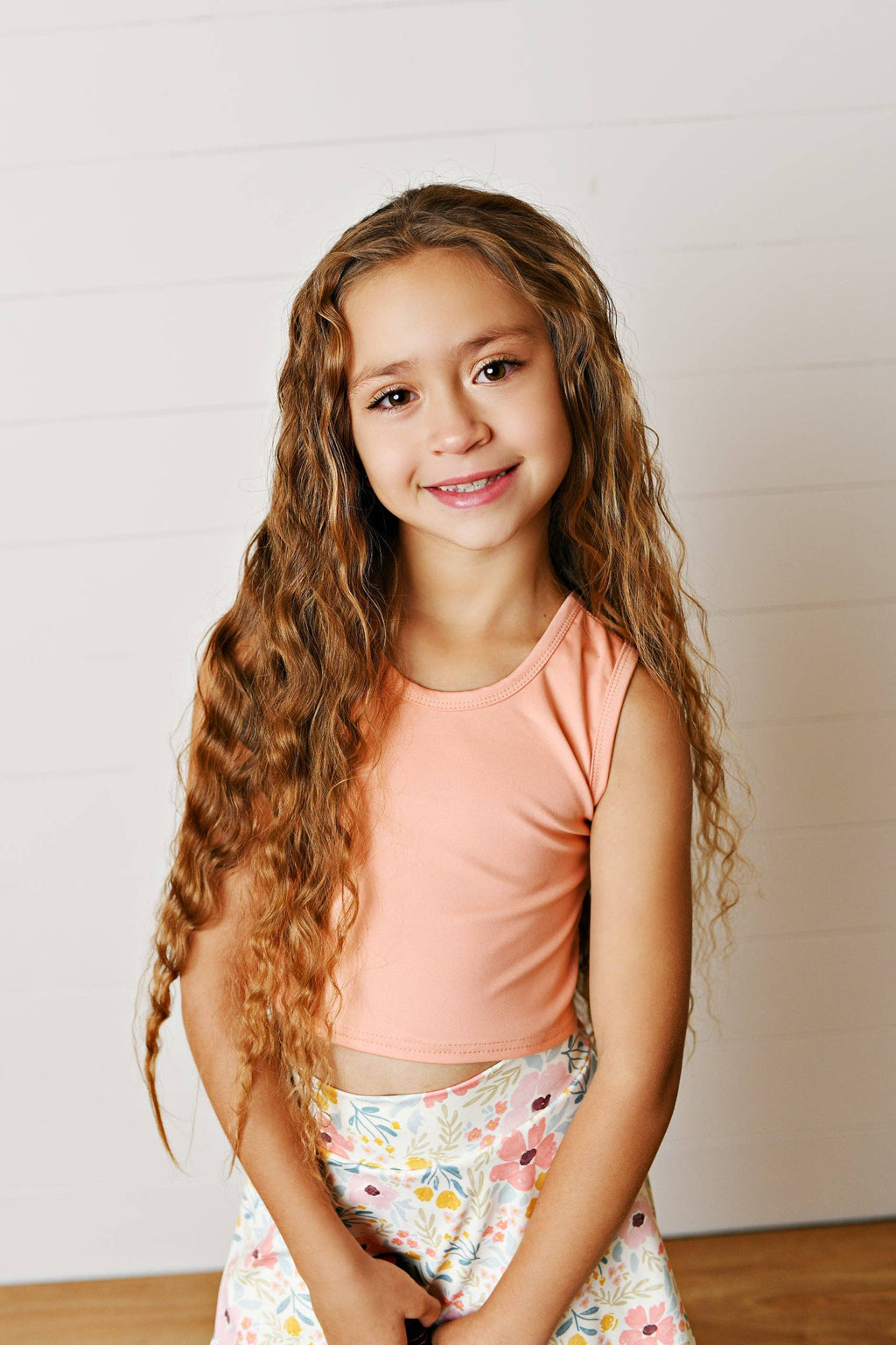 Kids Floral & Coral 2 Piece Athletic Active Skirt Sport Set