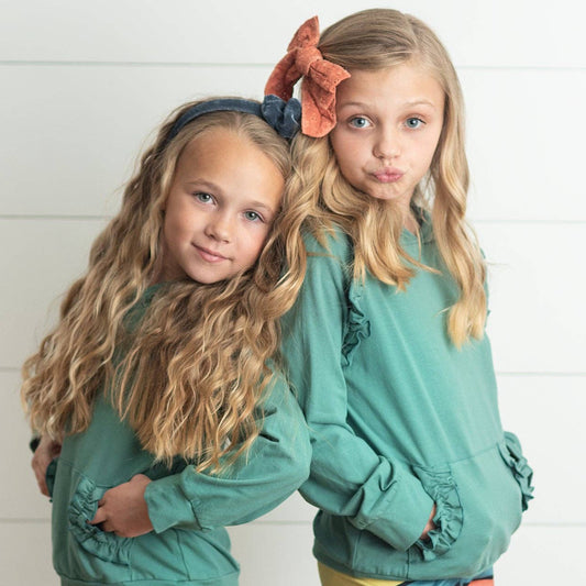 Kids Sage Ruffle Hoodie
