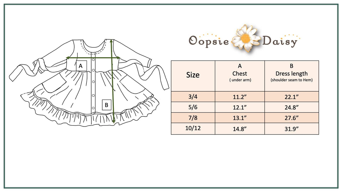 Kids Sage & Rust Fall Floral Button Dress With Pockets