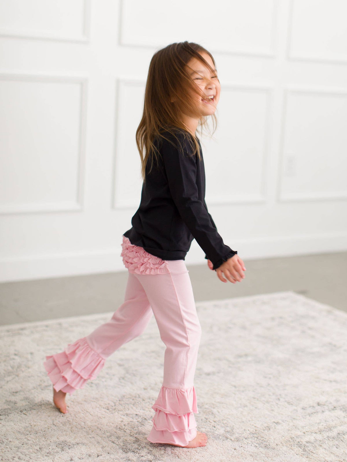 Baby Girls Pink Ruffle Flare Pants
