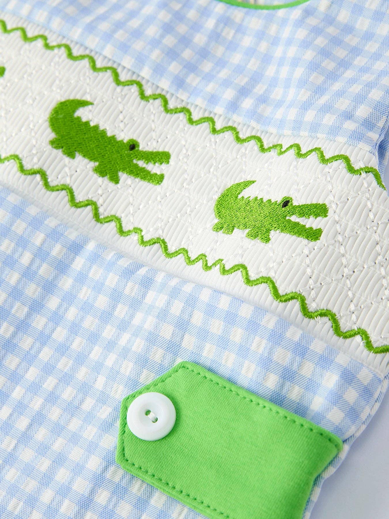 Baby Boys Summer Crocodile Embroidered Smocked Romper