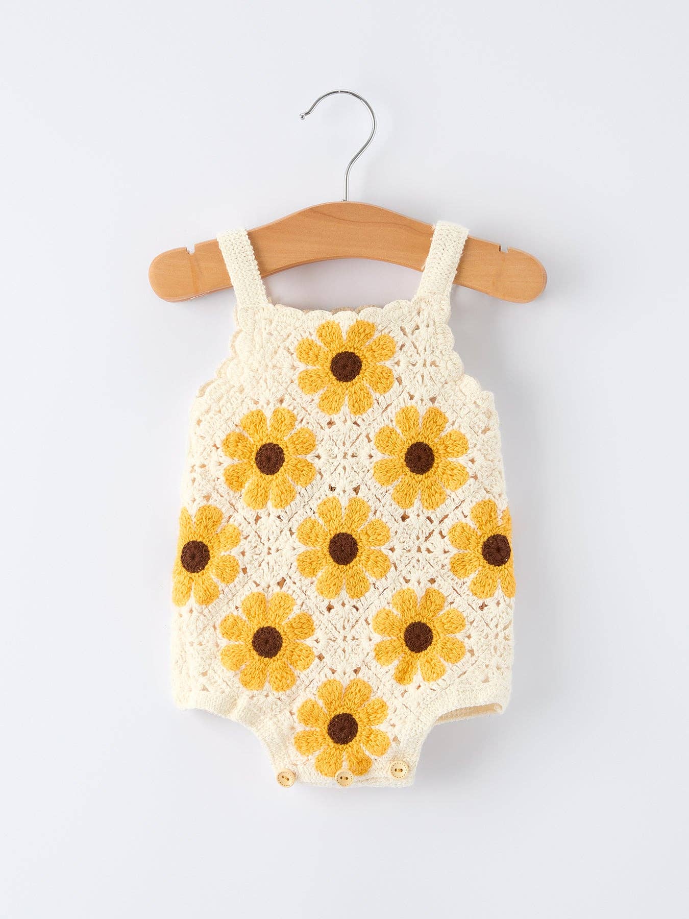 Summer Sunflower Baby Crochet Romper